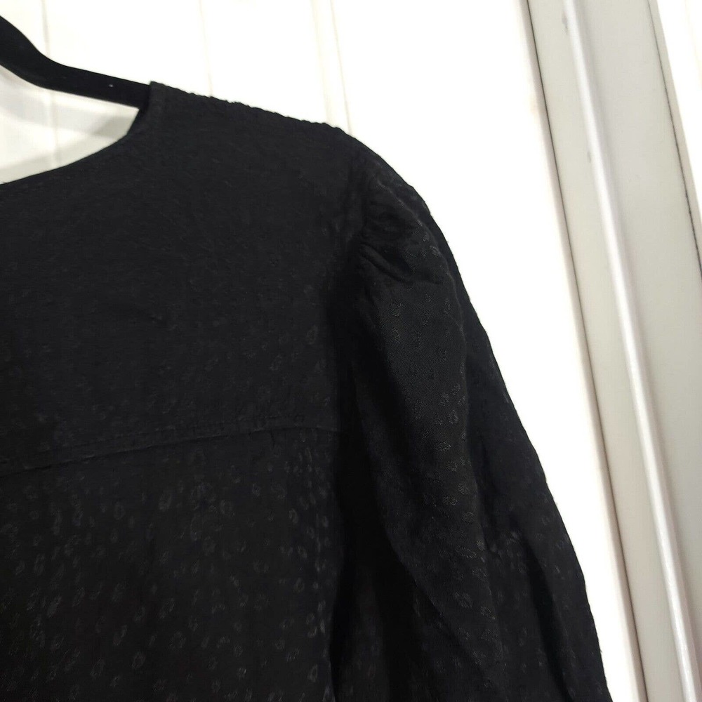 Nation Ltd Womens Dress Liza Black Leopard Animal Trapeze Mini Tiered Ruffle M - Picture 13 of 13